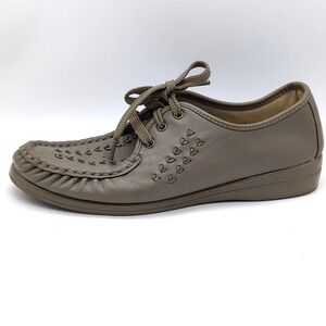 Softspots Shoes Womens Bonnie Lite Gray 11 Wide Leather Oxford Wedge 114806